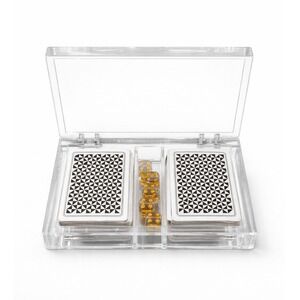 Tahari Home Acrylic Playing Card Set w‎ Dice Clear Lucite Case Modern Decor